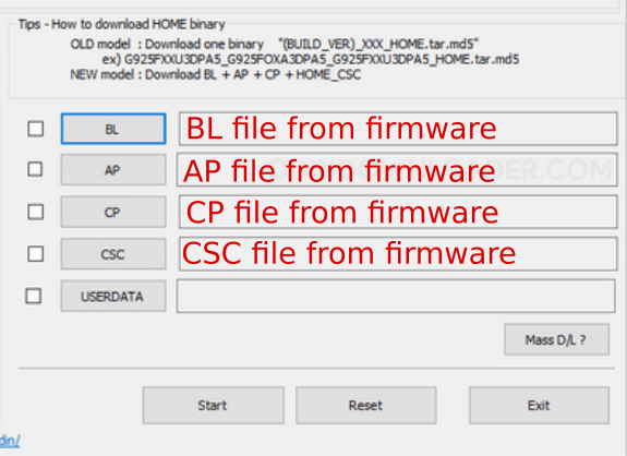 Odin Firmware Selection