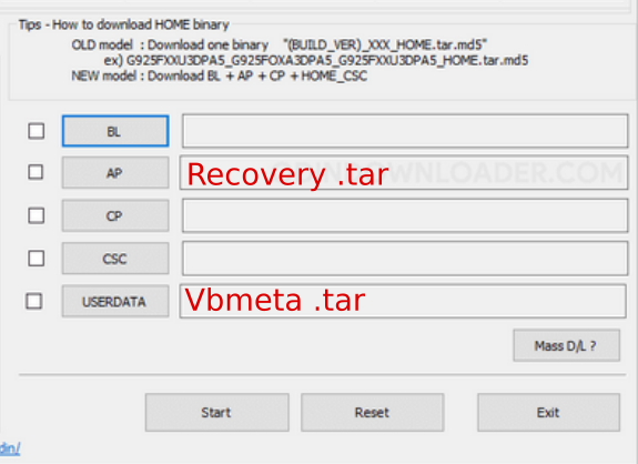 Odin Recovery Selection